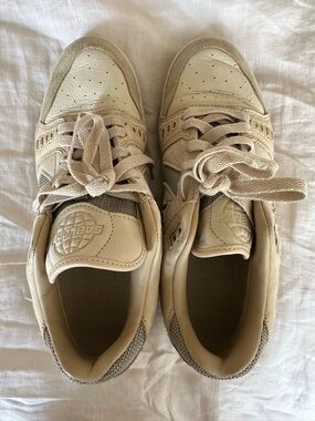 Converse Beige/Tan Leather Lace-Up Sneakers